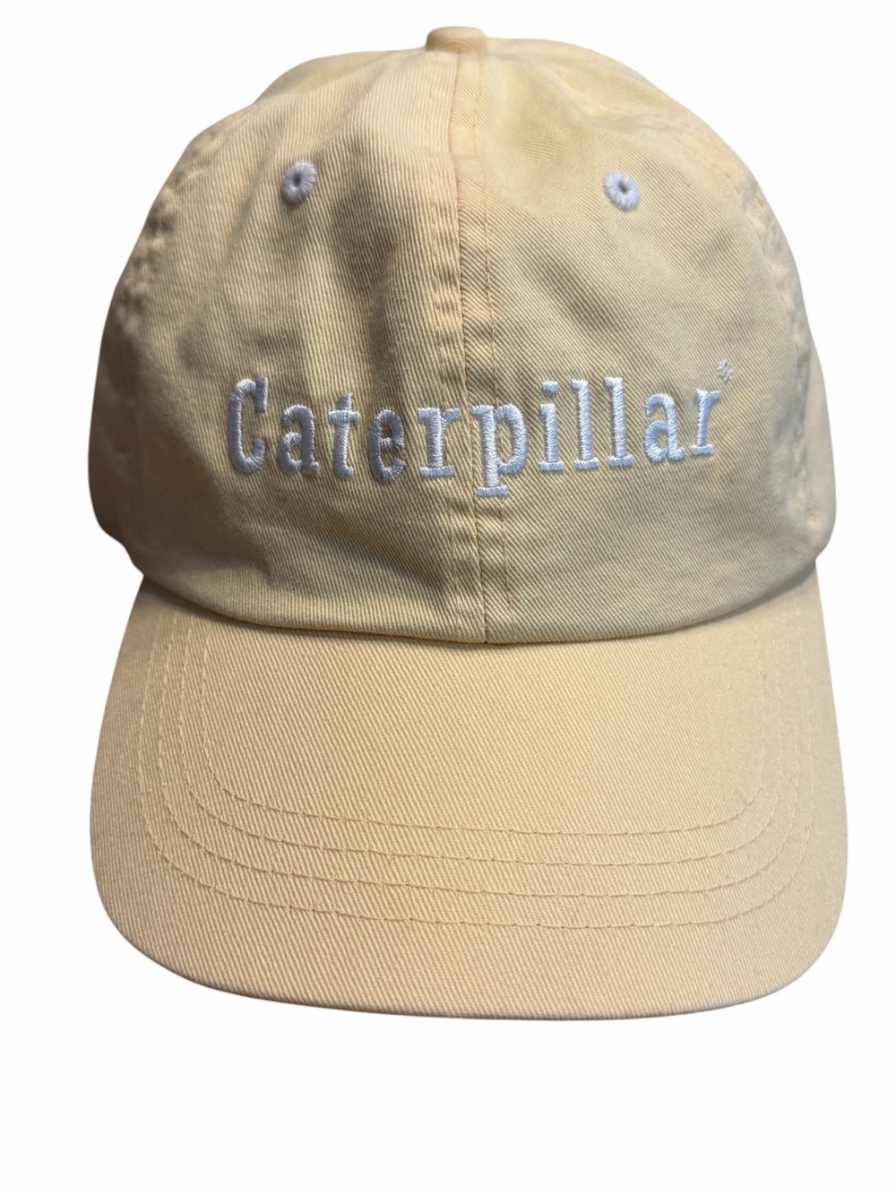 Caterpillar CAT Rare Pale Yellow Embroidered Logo Adjustable Hat Cap Womens New